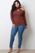 Load image into Gallery viewer, Ribbed ነፃ በቅዝቃዜ ሽያጭ ተጠቃሚ የሚሰጡዋቸውን Keyhole ከፍተኛ