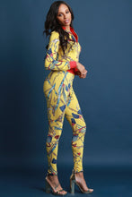 Load image into Gallery viewer, Belted Chain Tassel Print Zip-Up Jacket with Pants Set test
