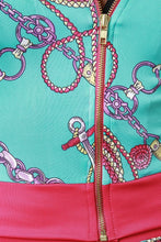 Load image into Gallery viewer, Belted Chain Tassel Print Zip-Up Jacket with Pants Set test