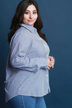 Load image into Gallery viewer, Pinstripe Asymmetrical ሽያጭ አዝራር-የሚሰጡዋቸውን ከፍተኛ
