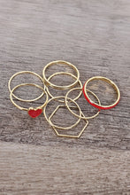 Load image into Gallery viewer, በልብ ቅርፅ የተሠራ የኢሜል ማራኪ የቀለበት ስብስብ
